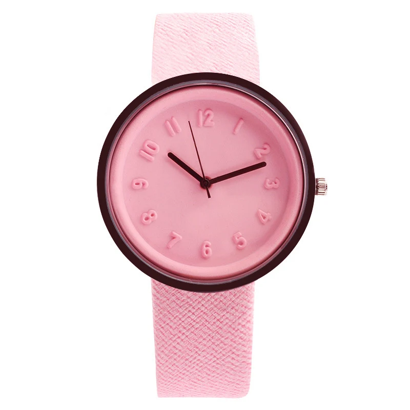 Новинка, нейтральные простые модные часы, кварцевые часы, Холщовый ремень, брендовые новые и высококачественные мужские и женские модные простые часы - Цвет: Pink