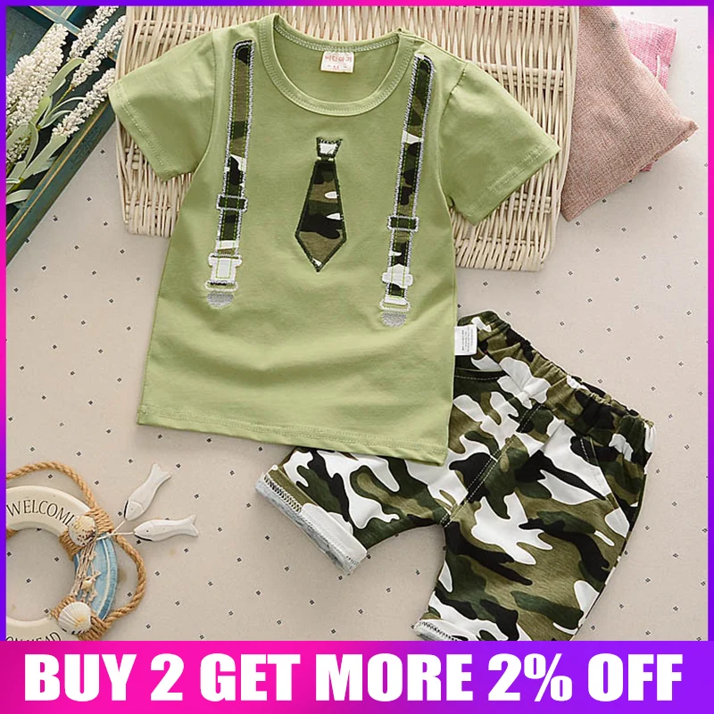 

BibiCola new children boys summer clothing set casual camouflage t-shirt+shorts 2pcs outfits boys kids cotton sport clothes sets