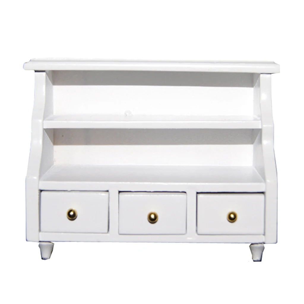 Modern 1/12 Scale Bathroom Toilet Cabinet Dollhouse Miniatures Furniture White
