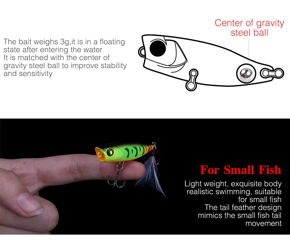TSURINOYA 14 шт. DW55 40 мм 3 г Мини Поппер приманка жесткая приманка искусственные приманки верхняя вода рыболовная наживка Поппер воблер
