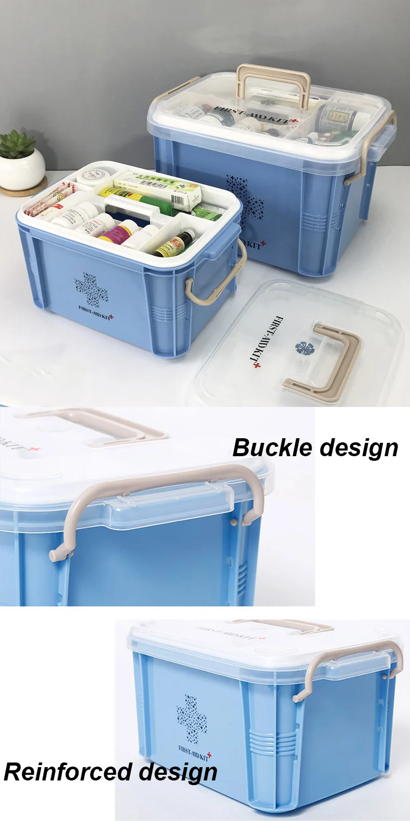 Пластиковый медицинский набор первой помощи UNTIOR, многослойный с ручкой, органайзер для лекарств, коробки, портативное уплотнение, бытовая медицинская коробка для хранения