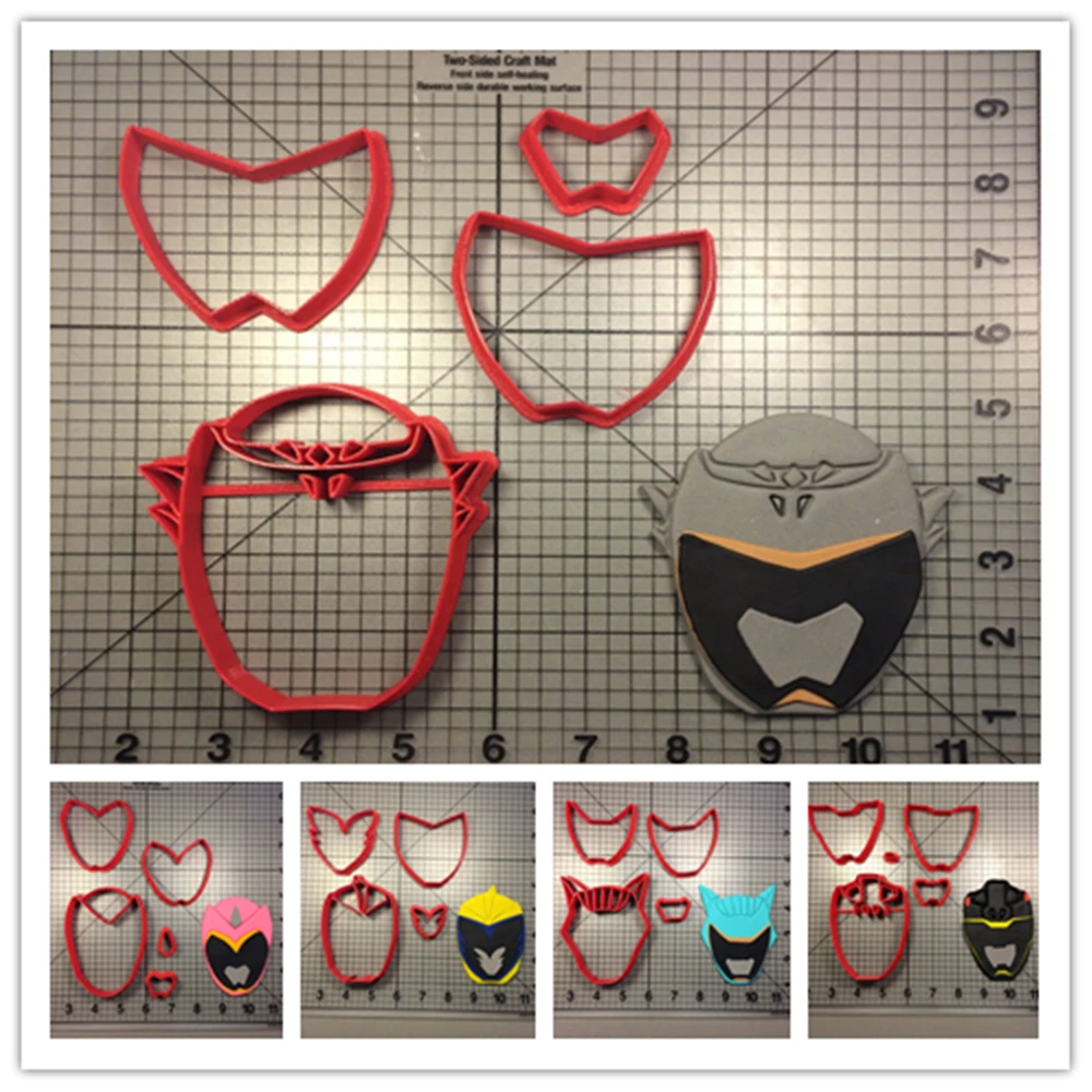 

Dino Charge Character Black Ranger Graphite Ranger Fondant Cupcake Top Made 3D Printed Cookie Cutter Set