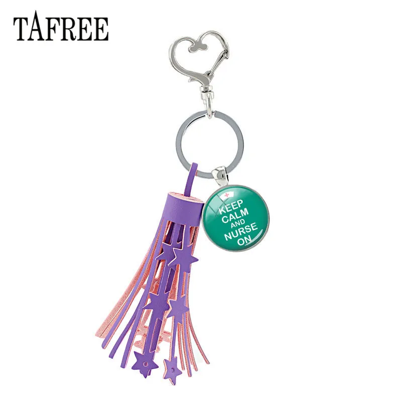 Брелок TAFREE с застежкой в форме сердца фиолетовыми кисточками брелок для ключей
