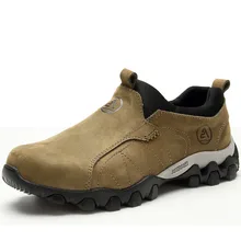 2016 New Men Trekking Shoes Aquatwo Brand Winter Full Grain Leather Slip On Khaki Lt Brown Outdoor Shoes US5.5-10.5# Shoes Men