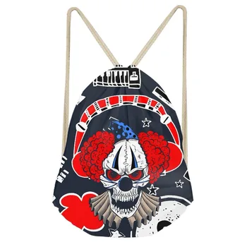 

THIKIN Super Cool Clown Pattern Classic Men's Mochila Fashion Teenagers High capacity Drawstring Bags Polyester Bunch pocket