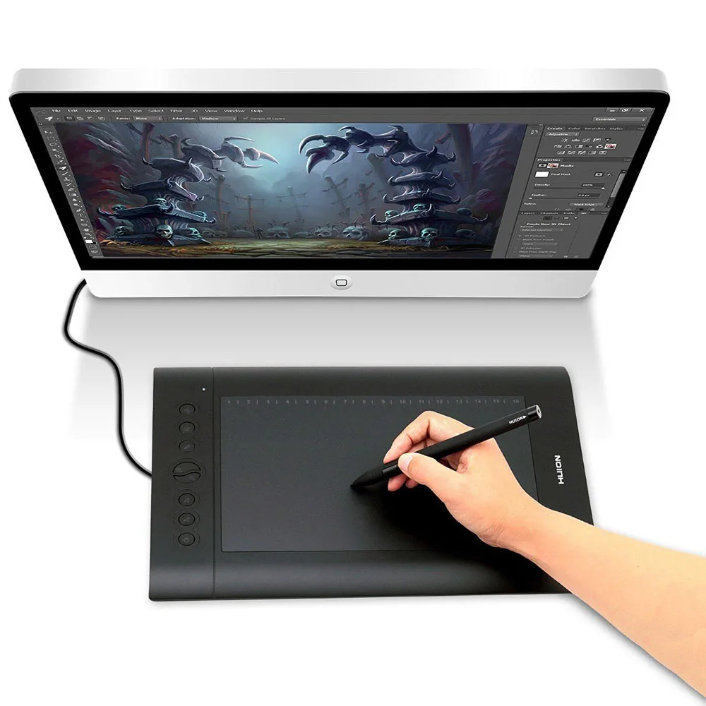 Huion 10*6,25 дюймов USB графический планшет H610 PRO V2 планшет цифровая доска для рисования ручка 8 Экспресс-клавиш доска для письма