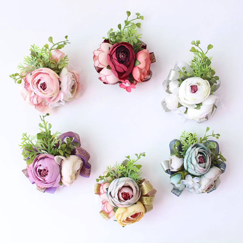 Wrist Corsage Bracelet wrist flowers artificial flowers rose  (19)
