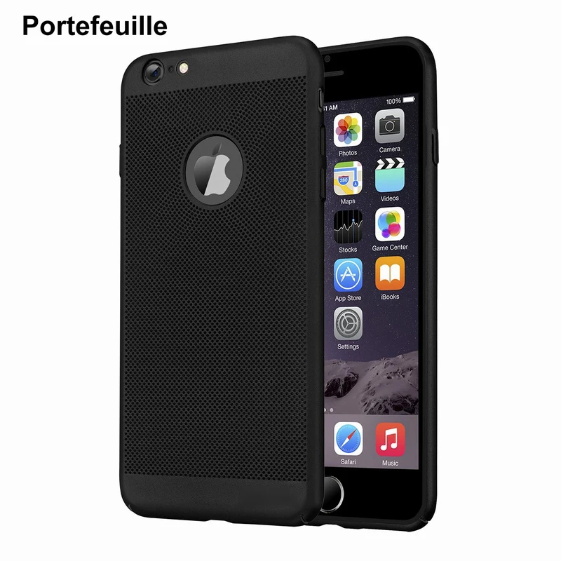 Portefeuille тепловыделение чехол для iPhone 7 ультра тонкий жесткий ПК сетка задняя