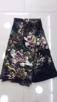 

Free shipping ! (5yards/pc ) Gorgeous peonies embroidered African French net lace fabric with shining sequins for dress YY0229