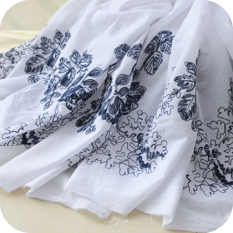 130cm Bilateral symmetrical Embroidered Cotton Lace Fabric Floral ...