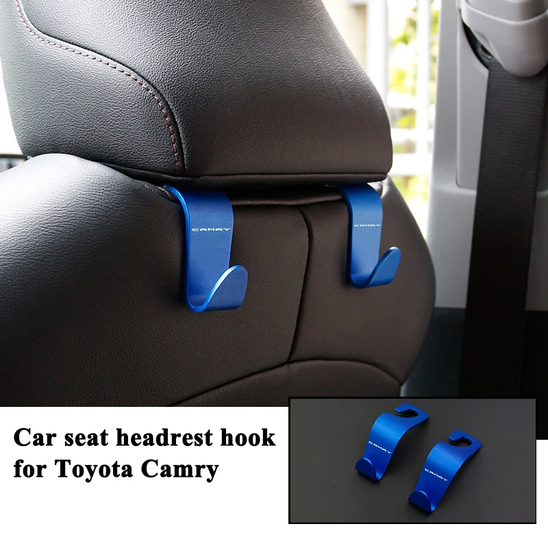 

2pcs/lot Car Seat Headrest Hook Stuff Clothes Bag Hanger Holder Organizer Clip Storage Logo Accessories for Toyota Camry 2018