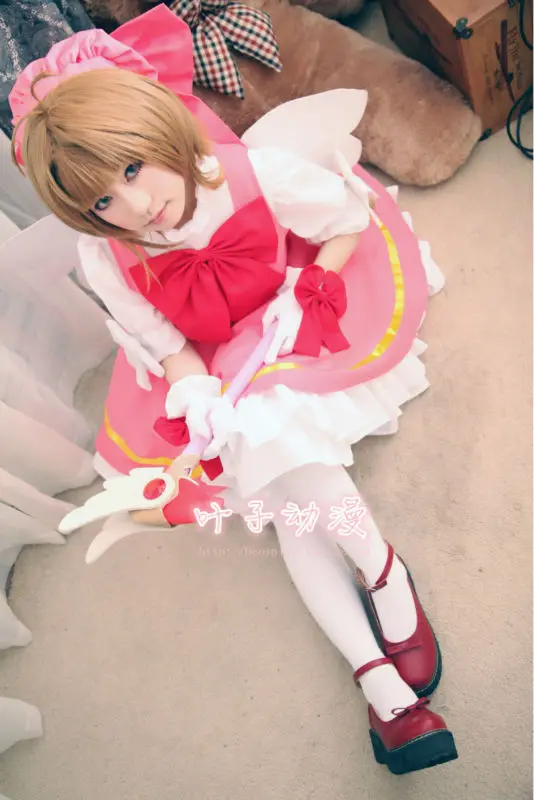 Cardcaptor SAKURA кимоно Сакура Розовое платье со шляпой Косплэй костюм