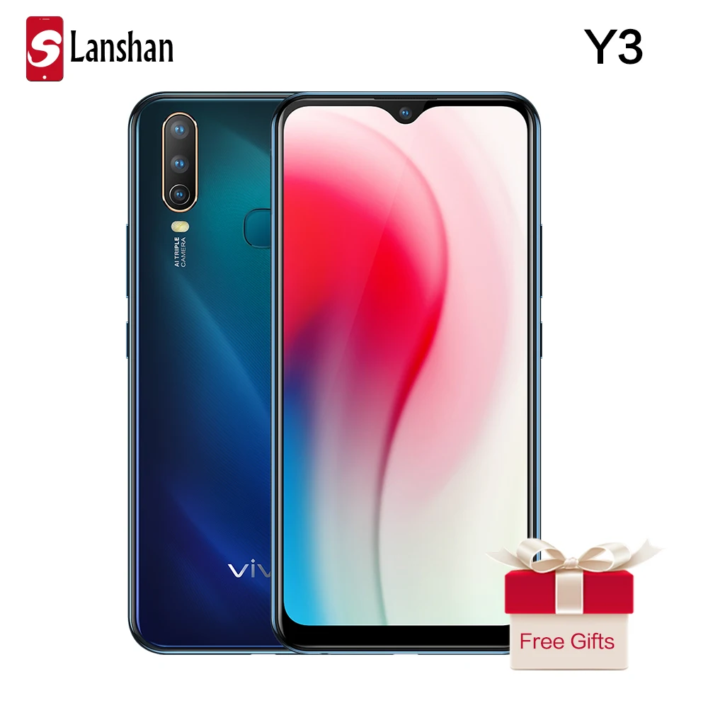 Глобальный Оригинал vivo Y3 мобильный телефон 6 35 &quotэкран капли воды 5000 мАч 4G ram 128G rom