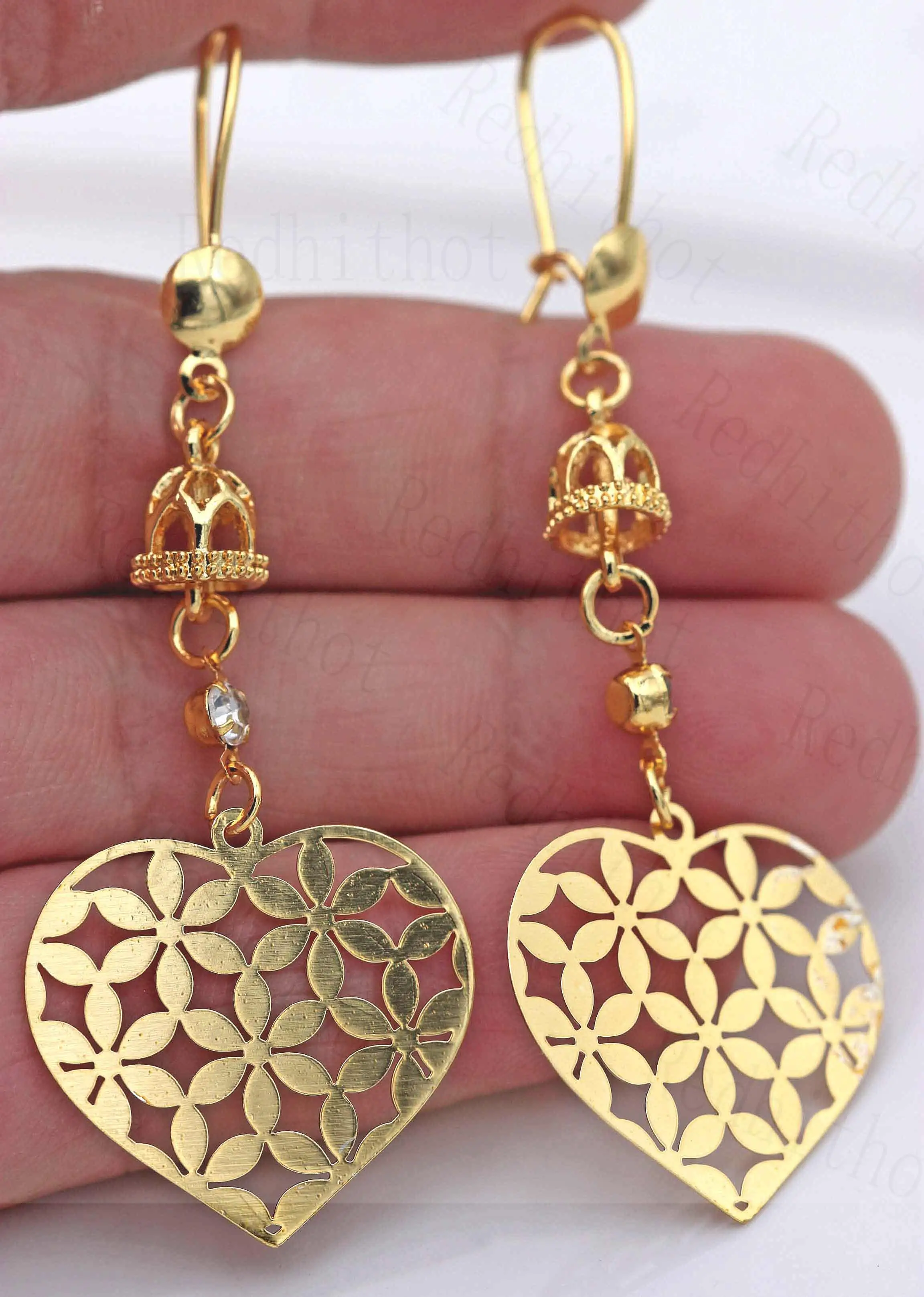 

New Cute Drop Earrings Gold Filled Hollow Heart Flower Women Drop Earrings with Zircon Trendy Jewelry for Wedding Anniversary