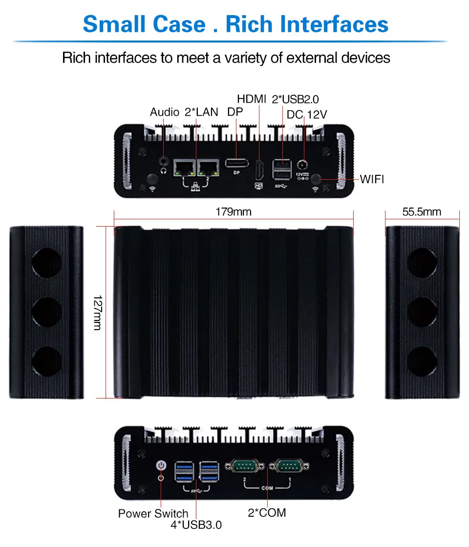 7*24 часа работы 2* LAN мини ПК Intel i7 7500U i5 6200U i3 6100U DDR4 Pfsense маршрутизатор 2COM AES-NI DP HDMI Linux сетевой сервер WiFi