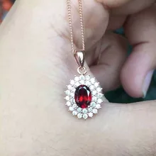 Натуральный красный гранат кулон S925 Стерлинговое Серебро натуральный драгоценный камень кулон, ожерелье, элегантные Диана Круглые Женские подарки для девочек ювелирные изделия