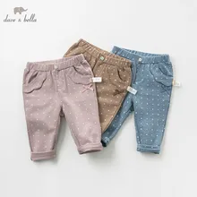 DB11147 dave bella/Весенние длинные штаны для маленьких девочек; модная детская одежда для новорожденных малышей; эксклюзивные брюки