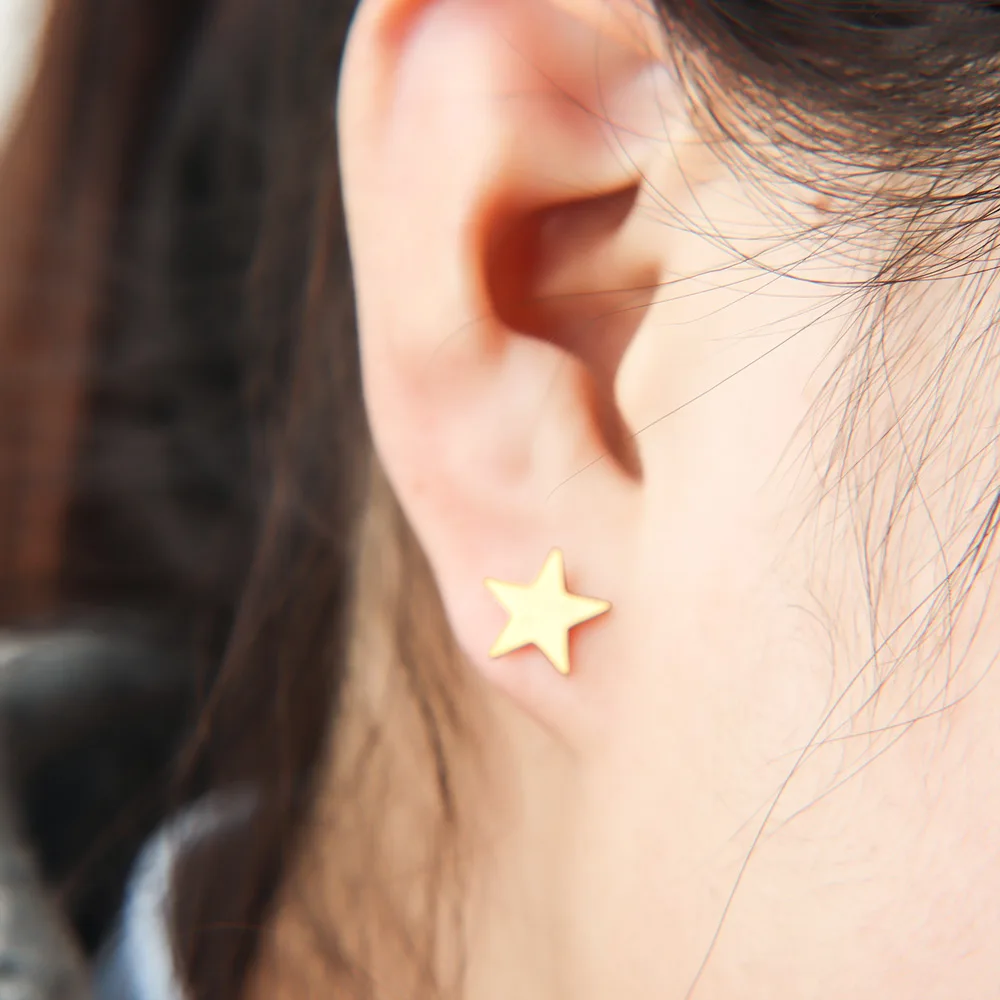

1 Pair Woman Creative Design Asymmetrical Moon Star Shape Stud Earrings Gold/ Sliver Color Small Jewelry Accessories oorbellen
