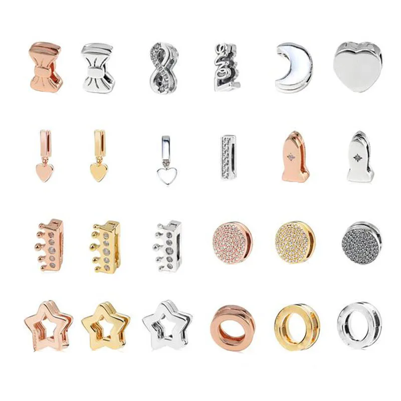 

2018 NEW 100% 925 Silver Reflexions Clips Charm In Shine With Clear Cubic Zirconia Fit DIY Original Bracelet Jewelry women Gift