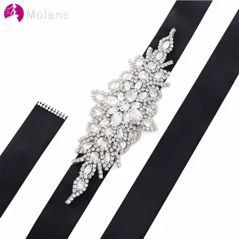 

MOLANS Gorgeous Diamond Bride Wedding Dress Girdle Shinny Muti-color Silk Satin Bow Knot Waistband for Gown Dress Accessories