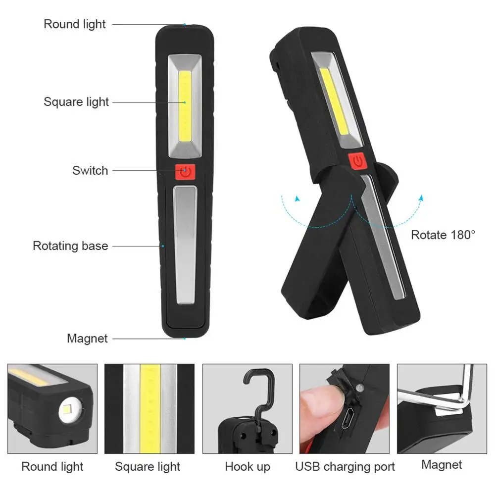 Arbeit Licht Lampe Flexibel Wiederaufladbar USB Taschenlampe Inspektion