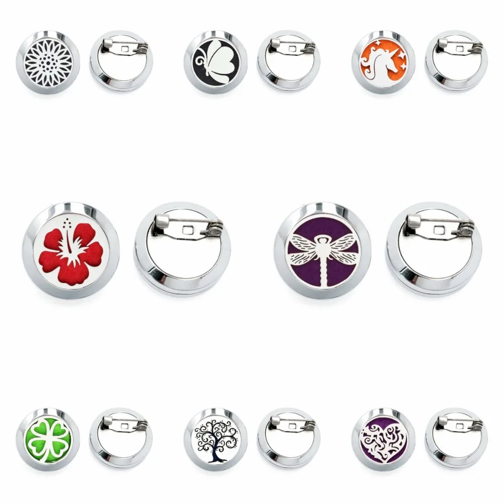 

Poppy Dragonfly Unicorn Heart 20mm Stainless Steel Brooches Essential Oil Aromatherapy Perfume Diffuser Locket Brooch 10 Pads