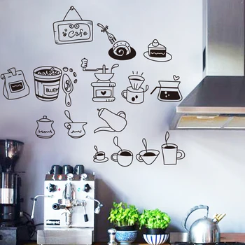 

Art design Coffee snack pattern wall sticker or collage for coffee shop glass kitchen wall and fridge size medium PVC material