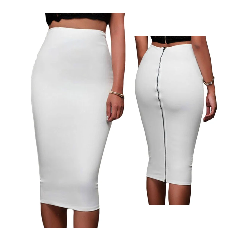 Женская юбка карандаш средней длины с завышенной талией|skirt female|back zipper skirtpencil skirt |