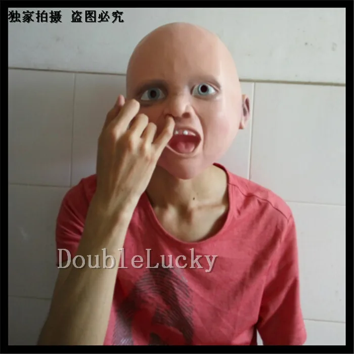 

Hot Selling Creepy Halloween Party Cosplay Costume Prop Cry Baby Full Head Latex Rubber Masquerade Mask Funny Party Face Masks