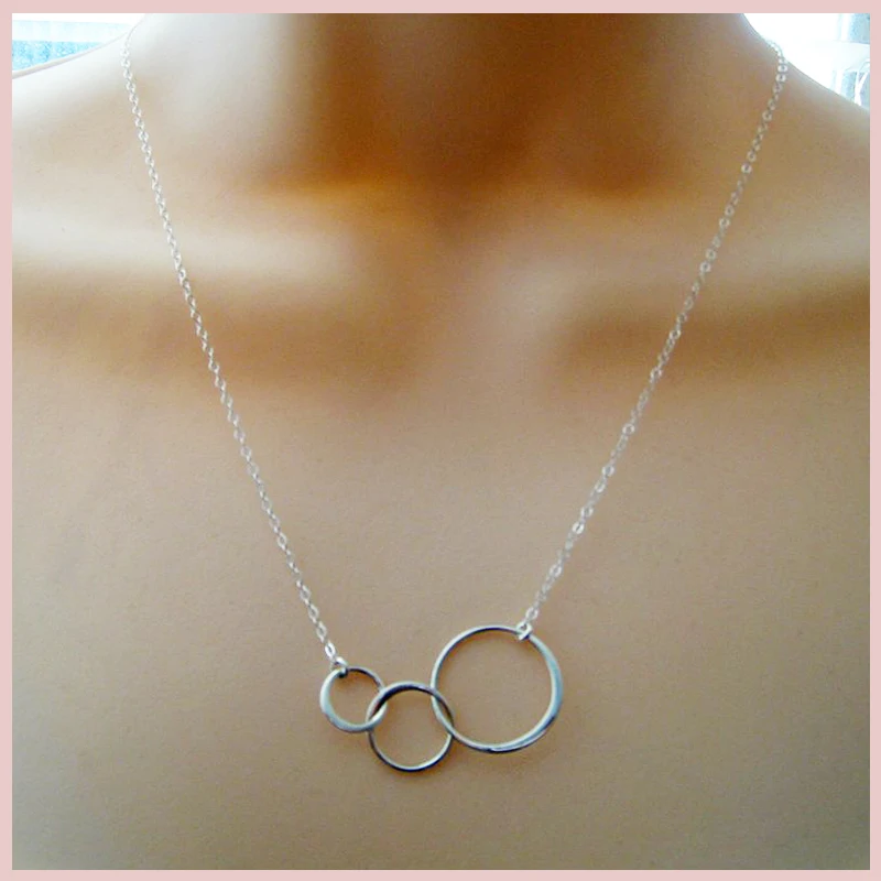 

StrollGirl 925 sterling silver three generations necklace 3 interlocking circles necklaces & pendants birthday gifts for grandma