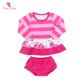 

Kaiya Angel 2018 Infant Baby Girls Clothes Sets Striped Long Sleeve Tops Solid Cotton Shorts Lovely Color Newborn Summer Outfits