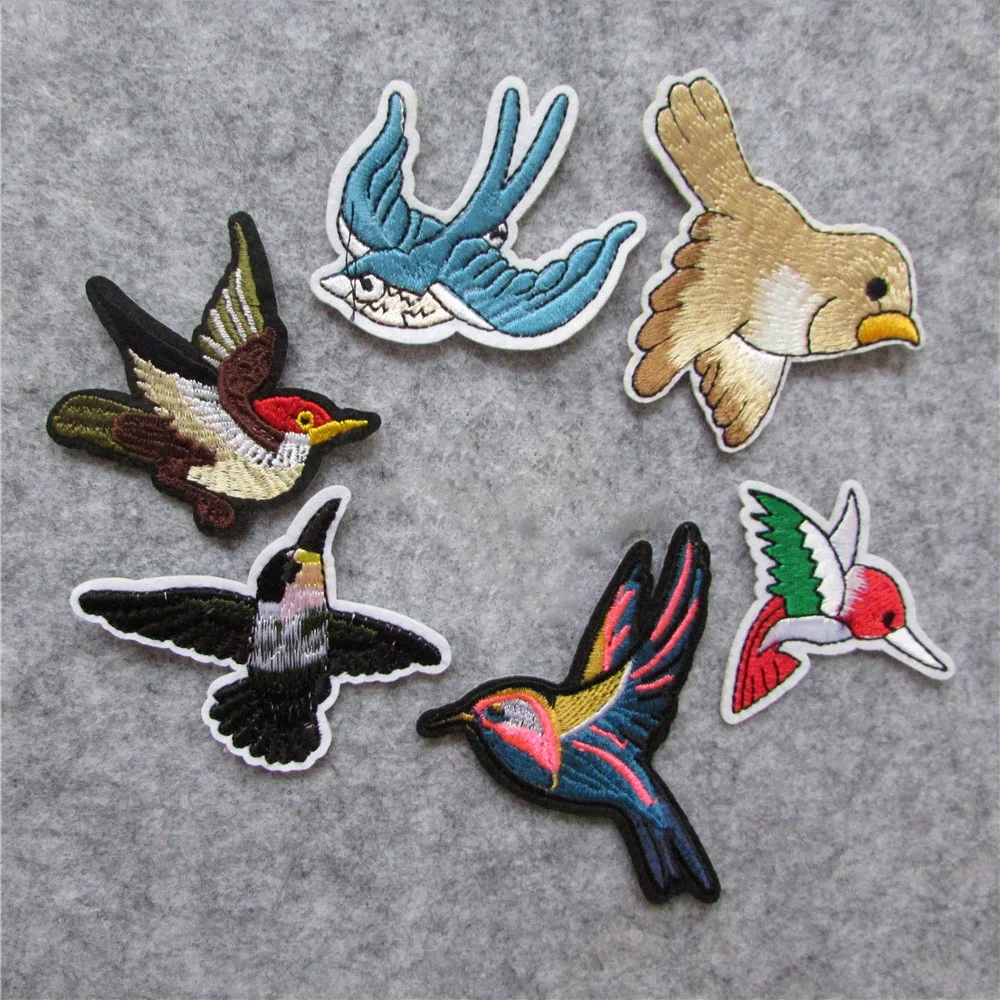 

honew Mixed bird Patches For Clothing Iron On Embroidered Appliques DIY Apparel Accessories Patches For Clothing Fabric Badges