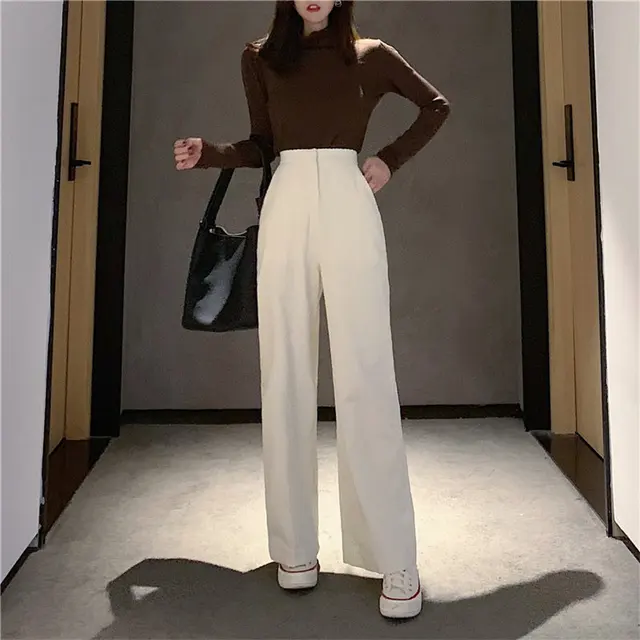 HziriP Korean Pants Casual Wide Leg Pants Elastic 2019 Fashion Loose