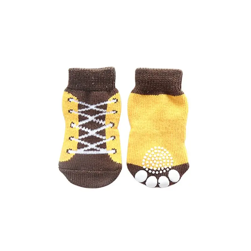 4 шт. противоскользящие теплые носки для домашних животных носки для щенков Мягкие вязаные нижние носки Одежда Носки для собак для домашних животных подарок