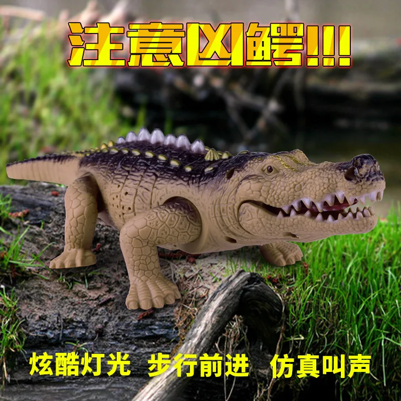 

Hot Selling Children's Luminescent Voice Electric Crawl Crocodile Simulated Animal Plastic Model Christmas Toys for Children
