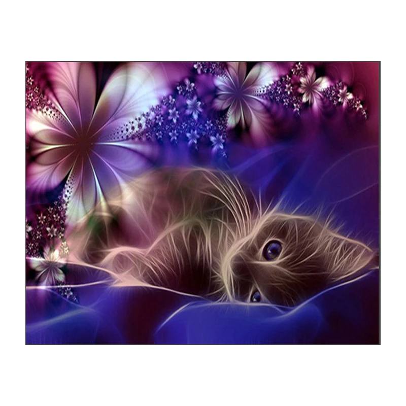 3D Diy Diamond Embroidery 5D Diamond Painting Cross Stitch Flower Cat Diamond Mosaic Square Full Drill Resin Pattern Rhinestones 