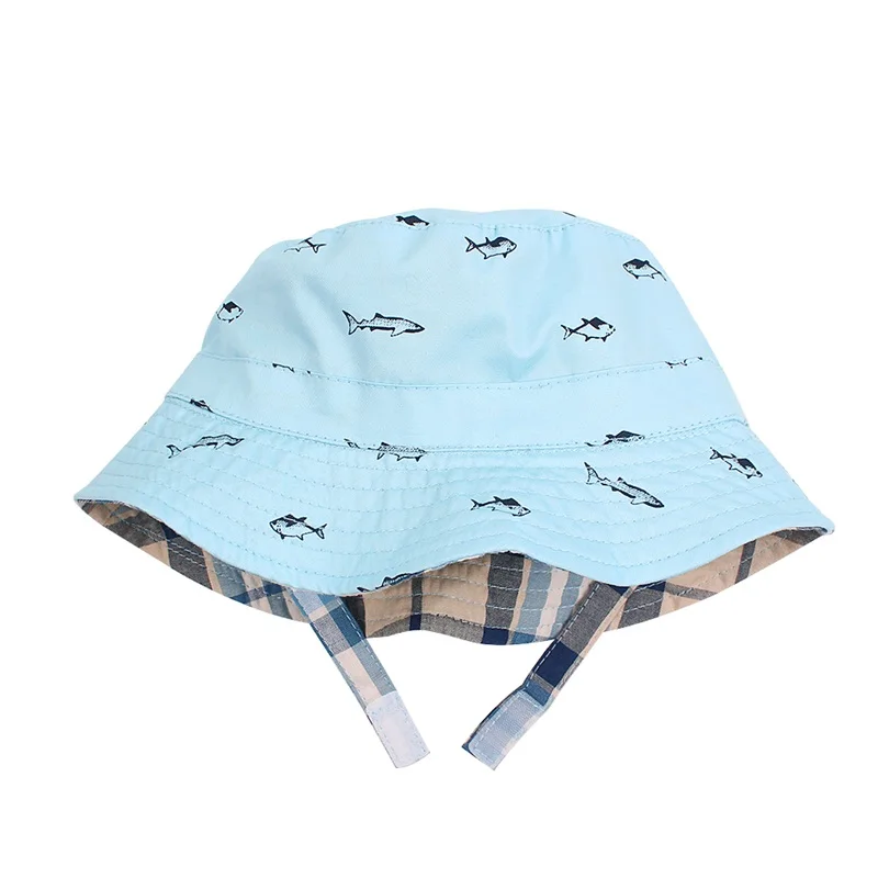 Cute Fish Baby Boys Hat Cotton Bucket Hat For Boys Spring Summer Kids Sun Cap Beach 2 Side Children Cap 0-4Y Baby Boys Clothing (30)