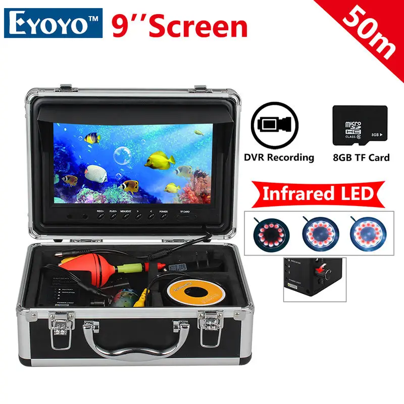 

Free shipping!EYOYO WF09 50m Fish Finder 8GB IR 9" LCD 1000TVL Fishing Camera DVR with Sunvisor