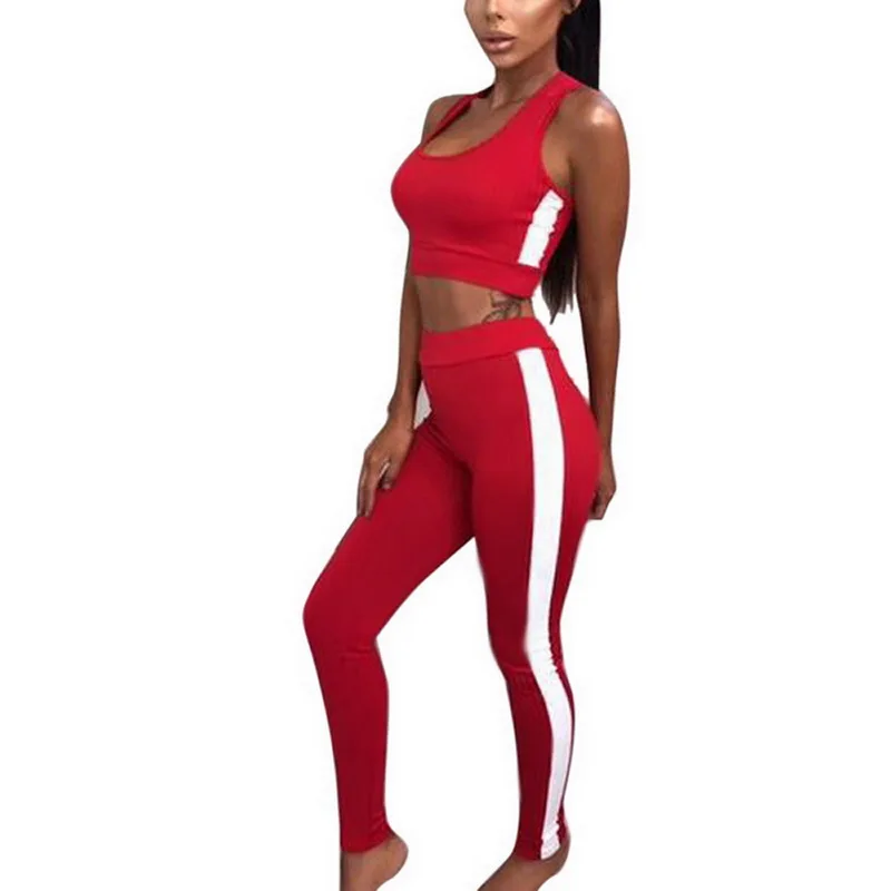 

Loozykit Sleeveless Tight-Fitting Sports Suit Vest Fitness Workout Clothing Gym Running Solid Color Sport Sets Slim Leggings