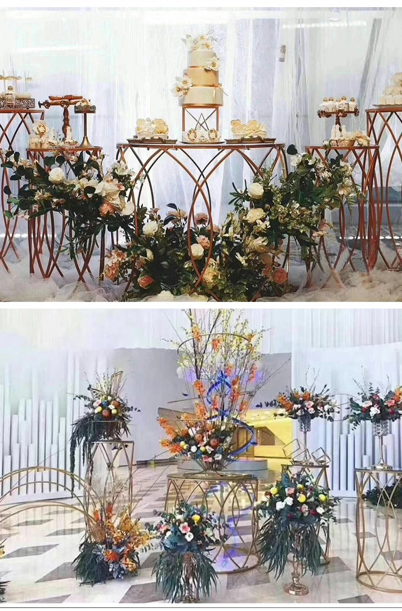 JAROWN Wedding Props Acrylic Ironwork Cylindrical Dessert Table Pre-function Area Decoration Wedding Party Dim Sum Cake Stand (11)