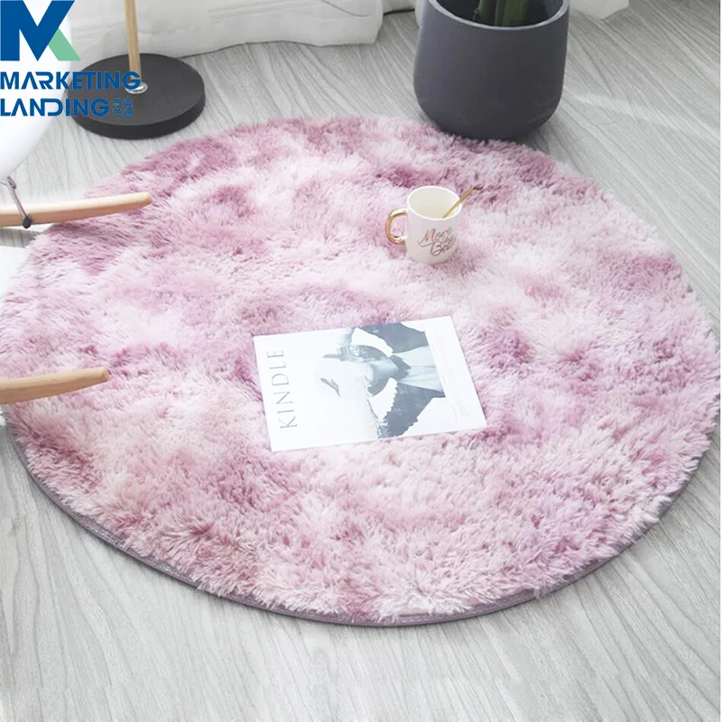 Fluffy Round Pink Purple Rug Carpets For Living Room Decor Faux Fur