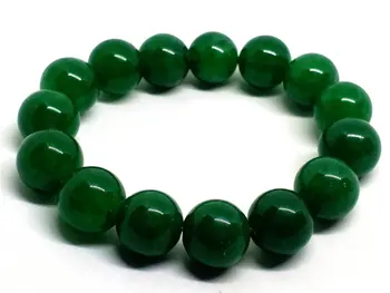 

Koraba Fine Jewelry 12MM Green Beads Stretchy Women Mens Jade Jewelry Bracelet Free Shipping