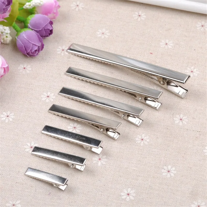 

New 20PCS New Silver Flat Metal Single Prong Alligator Hair Clips Crocodile Barrette For Bows DIY Hairpins 7Size Gifts Craft