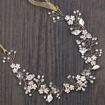 

Oil Parinting Leaf Hair Vine Rose Gold Headband Bridal Hairbands Crown Headpiece Headdress Wedding Hair Accessories Bride Tiara