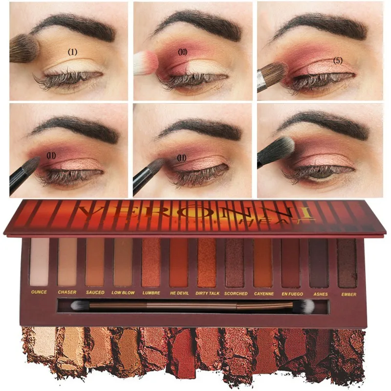

12 Colors Melted Rock Shadow Palette Shimmer Matte Eyeshadow Makeup Brown Warm Red Pro Smoky Eye Cosmetic
