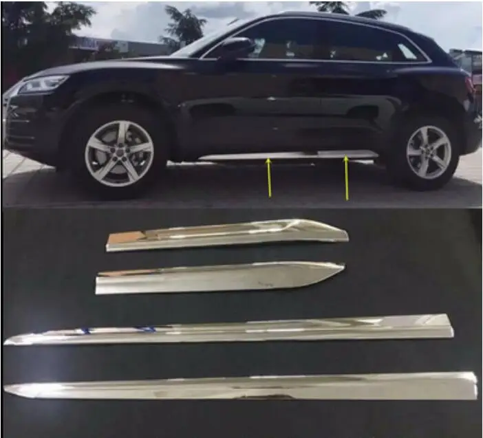 

ABS Chrome CAR SIDE DOOR BODY PROTECTOR Molding COVER TRIM FOR 18 19 AUDI Q5 2018 2019 BY EMS