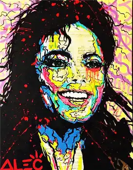 

100%Handmade Alec Monopoly Banksy Oil Painting on Canvas Graffiti art Michael Jackson 24x36"