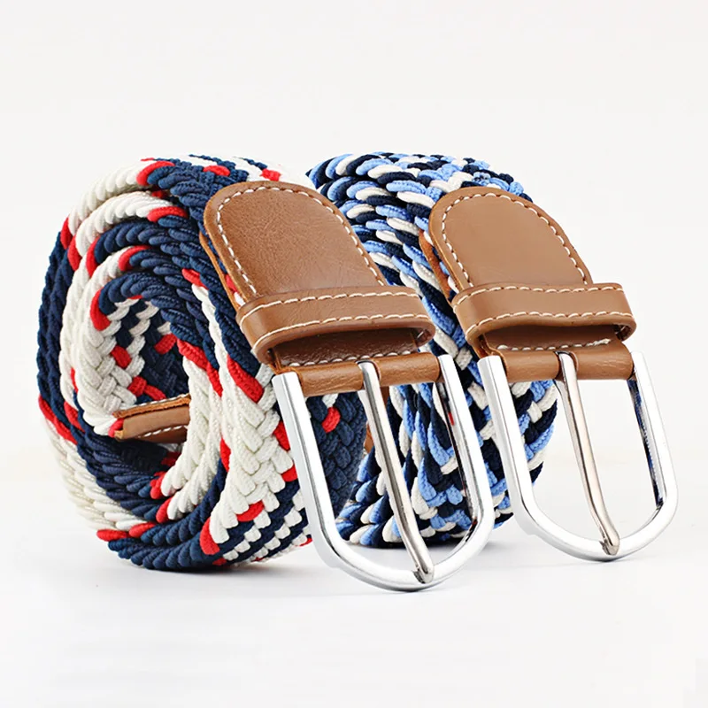 

Color Series Men's Elastic Belts Unisex Canvas Belts Elastic Woven Belts Pin Buckle Belts