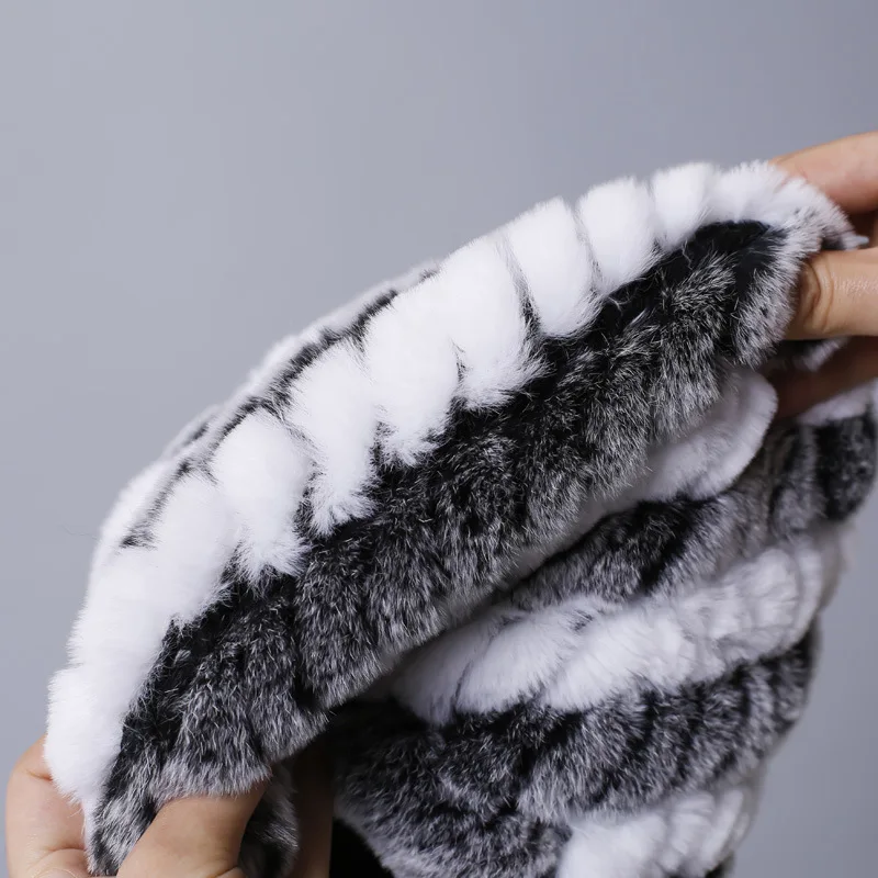 Hot Sale Winter Fur Hats For Women Natural Rex Rabbit Fur Beanie knitted Fur Caps Female Elegant Real Fur Cap (6)