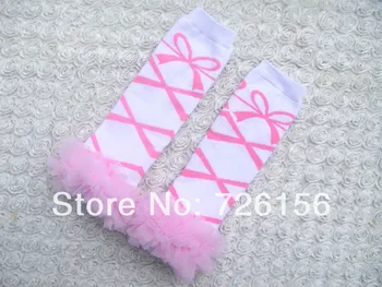 

Free Shipping (60pair/lot)Pink White Bow Baby Leg Warmer Cotton Leg Warmer Ruffled Lace Flower Leg Warmers